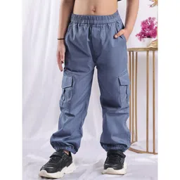 NEUDIS Cotton Solid Cargo Pants - Blue-picture-13