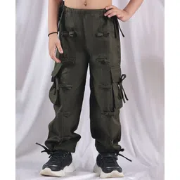 NEUDIS Cotton Solid Cargo Pants - Olive Green-picture-11