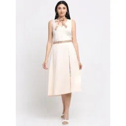 NEUDIS Cream Embellished A Line Dress-picture-38