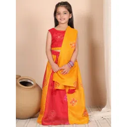Neudis Girls Red And Yellow Printed Lehenga Choli-picture-19