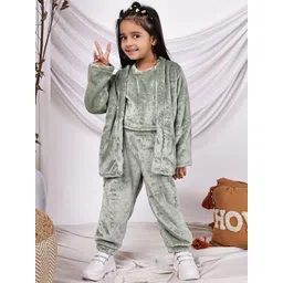 NEUDIS Girls Round Neck Fleece Top With Shrug & Jogger-picture-19