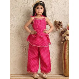 NEUDIS Girls Striped Pleated Gotta Patti Kurta with Palazzos-picture-16