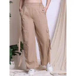 NEUDIS Light Brown Cotton Mid Rise Cargos-picture-45