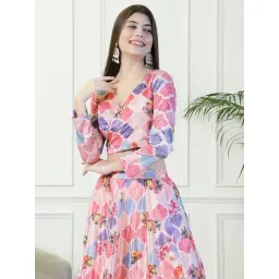 NEUDIS Pink & Lavender Floral Print Crop Top-picture-15