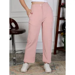 NEUDIS Pink Regular Fit Mid Rise Trousers-picture-31