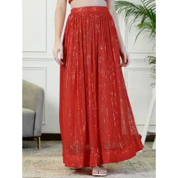 NEUDIS Red Embellished Maxi Skirt-picture-28