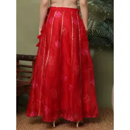 NEUDIS Red Printed Ankle Length Skirt-picture-14