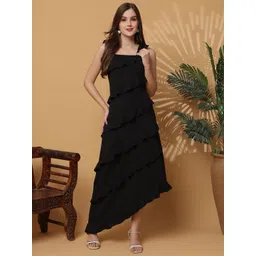 NEUDIS Ruffled Layered Asymmetric Hem Bodycon Maxi Dress-picture-39