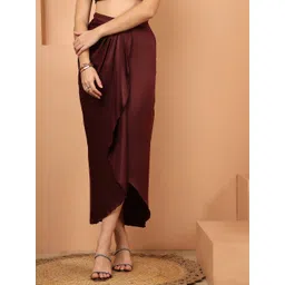 NEUDIS Satin Wrap Midi Asymmetric Hem Skirt-picture-11