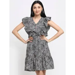 NEUDIS White & Black Printed Fit & Flare Dress-picture-17