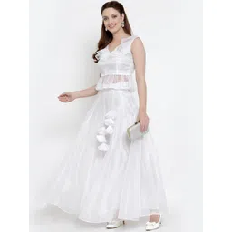 NEUDIS White Solid Flared Maxi Skirt-picture-11