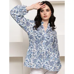 NEUDIS Women Floral Printed Mandarin Collar Top-picture-25