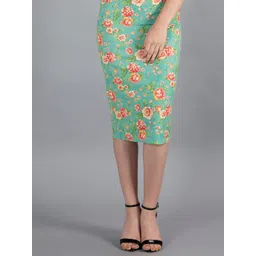 NEUDIS Women Green & Red Printed Midi-Length Pencil Skirts-picture-38