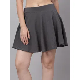 NEUDIS Women Grey Flared Mini Skater Skirt-picture-42