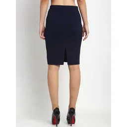 NEUDIS Women Navy Blue Solid Pencil Midi Skirt image 5