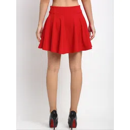 NEUDIS Women Red Self-Design Flared Mini Skirt image 3