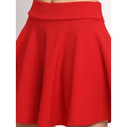 NEUDIS Women Red Self-Design Flared Mini Skirt image 2