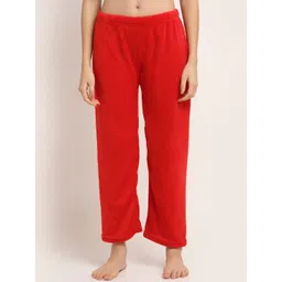 NEUDIS Women Red Solid Warm Fleece Lounge Pants-picture-18