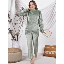 NEUDIS Women Solid Round Neck Slip On Top With Pyjamas Night Suit-picture-28