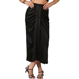 neudis Women's Elegant Satin Maxi Draped Skirt-picture-21