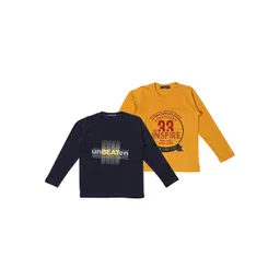 NeuVin Kids Pack Of 2 Typography Printed Round Neck Long Sleeves Cotton T-shirts-picture-44