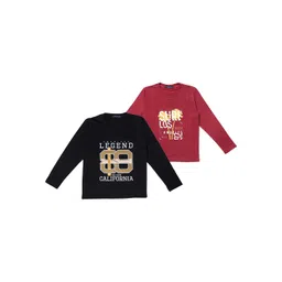 NeuVin Kids Pack Of 2 Typography Printed Round Neck Long Sleeves T-shirts-picture-15