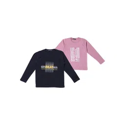 NeuVin Kids Pack Of 2 Typography Printed Round Neck T-shirts-picture-25