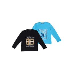 NeuVin Kids Pack Of 2 Typography Printed Round Neck T-shirts-picture-20