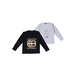 NeuVin Kids Pack Of 2Typography Printed Round Neck T-shirts-picture-57