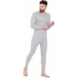 neva ESANCIA Men Warm Thermal Wear Set for Winter Top & Bottom Wear Grey S-picture-26