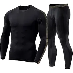 never lose Men's Workout Set Compression Shirt and Pants Top Long Sleeve Sports Tight Base Layer Suit Quick Dry & Moisture-Wicking (Compression Workout Set Combo)-picture-37