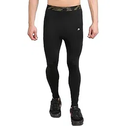 never lose Solid Men Army Print Elastic & Full Black Tights-picture-20