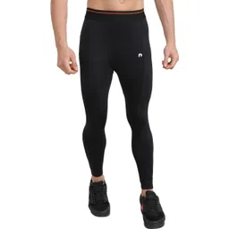 never lose Solid Men Black, Orange Tights-picture-27