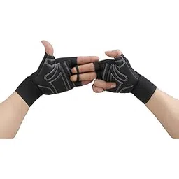 NEVER LOSE Unisex Leather Gym Gloves | for Professional Weightlifting, Fitness Training and Workout | with Half-Finger Length, Wrist Wrap for Protection (M, Sheep Leather)-picture-20
