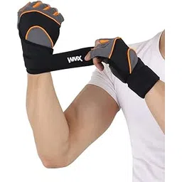 NEVER LOSE Unisex Leather Gym Gloves | for Professional Weightlifting, Fitness Training and Workout | with Half-Finger Length, Wrist Wrap for Protection (S, Loto)-picture-19