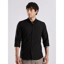 NEVER NEUD Men Classic Slim Fit Solid Mandarin Collar Casual Shirt-picture-15