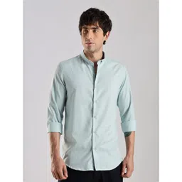 NEVER NEUD Men Classic Slim Fit Solid Mandarin Collar Casual Shirt-picture-16