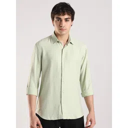 NEVER NEUD Men Classic Slim Fit Solid Spread Collar Casual Shirt-picture-10