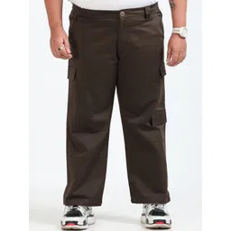 NEVER NEUD Men Cotton Plus Size Relaxed Mid-Rise Loose Fit Cargos Trousers-picture-10