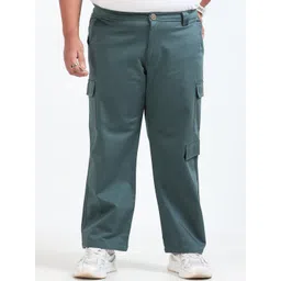 NEVER NEUD Men Relaxed Loose Fit Mid-Rise Cargos Trousers image 1