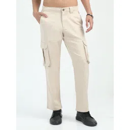 NEVER NEUD Men Relaxed Straight Fit Cargos Trousers-picture-41