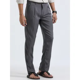 NEVER NEUD Men Relaxed Straight Fit Pleated Trousers-picture-14