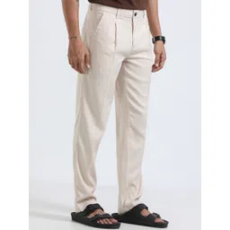 NEVER NEUD Men Relaxed Straight Fit Pleated Trousers-picture-19
