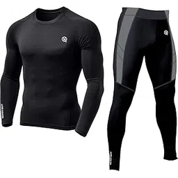 NEVER QUIT Men's Sports Running Set Compression Shirt + Pants Skin-Tight Long Sleeves Quick Dry Fitness Tracksuit Gym Suits-picture-12