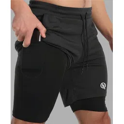 never quit Solid Men Black Running Shorts, Cycling Shorts, Gym Shorts, Compression Shorts-picture-12