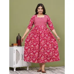 Nevisha Style Women Floral Printed Thread Work Floral Maternity Anarkali Kurta-picture-31