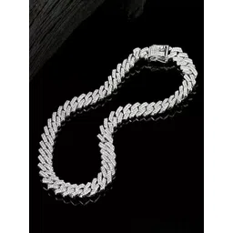 Nevy Men Cubic Zirconia Studded Silver-Plated Chain-picture-14