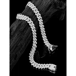 Nevy Men Silver-Plated Cubic Zirconia Studded Minimal Chain-picture-21