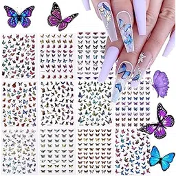 New 12 Sheet Nail Art Stickers Water Transfer Butterfly Leaf Flamingo Flower Feathers Colorful Transfer Watermark Nail Stickers for Women Girls Kids Manicure DIY,Sticker for Nails Art-picture-13
