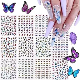 New 12 Sheets Butterfly Nail Art Stickers Decals, 3D Self-Adhesive Nail Decals-picture-14